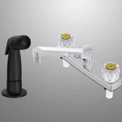 Home Plus Two Handle Chrome Kitchen Faucet Side Sprayer Included