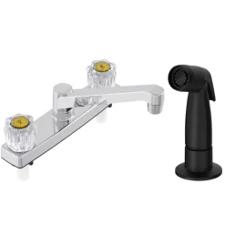 Home Plus Two Handle Chrome Kitchen Faucet Side Sprayer Included