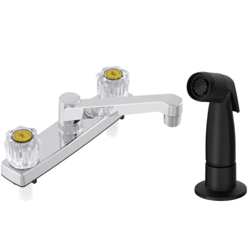 Home Plus Two Handle Chrome Kitchen Faucet Side Sprayer Included