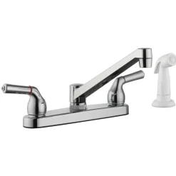 Home Plus Two Handle Chrome Kitchen Faucet Side Sprayer Included