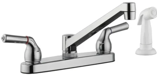 Home Plus Two Handle Chrome Kitchen Faucet Side Sprayer Included