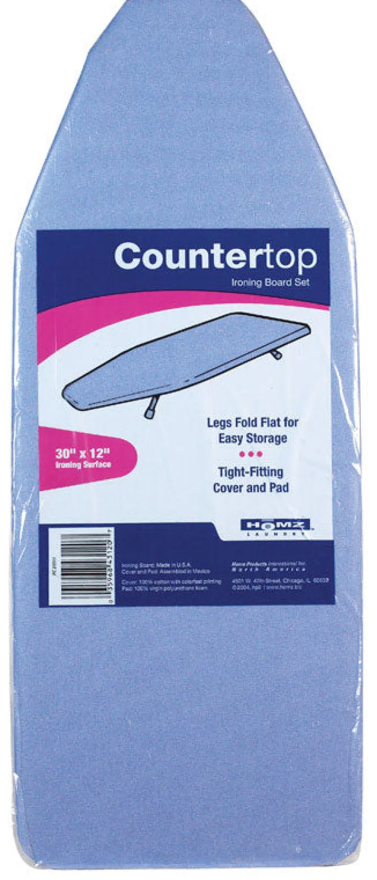 Homz 12 in. H x 12 in. W x 30.5 L Counter Top Ironing Board Pad Included