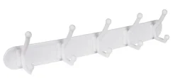 Homz 18.38 in. L White Plastic Large 5-Hook Rack 5 lb. cap. 1 pk
