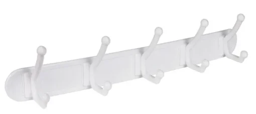 Homz 18.38 in. L White Plastic Large 5-Hook Rack 5 lb. cap. 1 pk