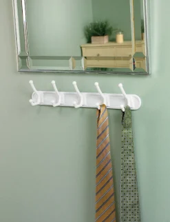 Homz 18.38 in. L White Plastic Large 5-Hook Rack 5 lb. cap. 1 pk