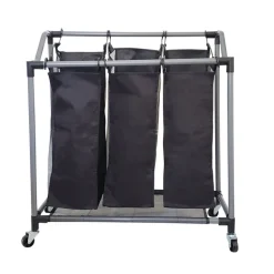 Homz Black Mesh Fabric Triple Laundry Sorter