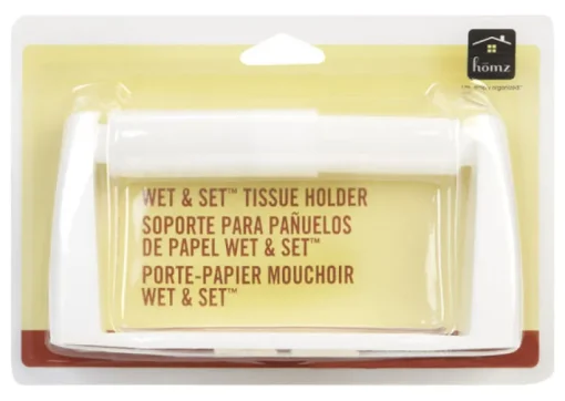 Homz Wet 'N Set White Toilet Paper Holder