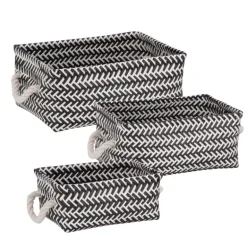 Honey-Can-Do Black/White Tote Bin 6 in. H X 10 in. W X 13 in. D
