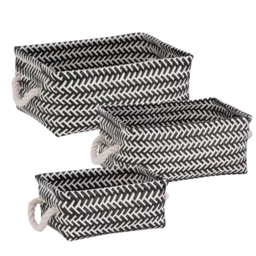 Honey-Can-Do Black/White Tote Bin 6 in. H X 10 in. W X 13 in. D