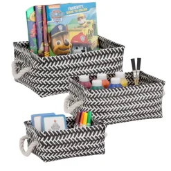Honey-Can-Do Black/White Tote Bin 6 in. H X 10 in. W X 13 in. D