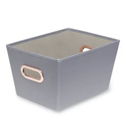 Honey-Can-Do Gray Tote Bin 7-9/16 in. H X 9-13/16 in. W X 13 in. D