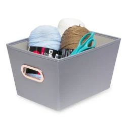 Honey-Can-Do Gray Tote Bin 7-9/16 in. H X 9-13/16 in. W X 13 in. D