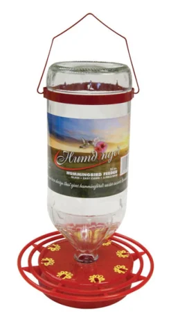 Humdinger Red Glass 8-Ports 32 oz. Capacity Hummingbird Nectar Feeder 9-1/2 H x 6 W x 6 D in.