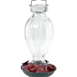 Hummingbird Feeder, Fluted Glass, 20-oz.