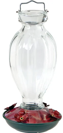 Hummingbird Feeder, Fluted Glass, 20-oz.