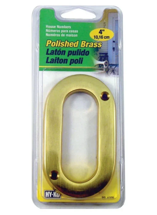 Hy-Ko 4 in. Brass Gold 0 Number Nail-On (Pack of 3)