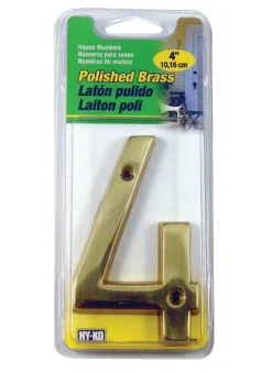Hy-Ko 4 in. Brass Gold 4 Number Nail-On (Pack of 3)
