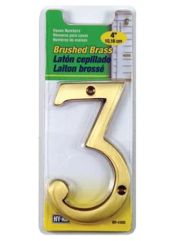 Hy-Ko 4 in. Brass Gold 3 Number Nail-On (Pack of 3)