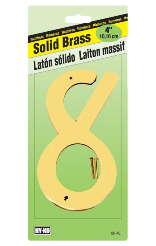 Hy-Ko 4 in. Brass Gold 8 Number Nail-On (Pack of 10)