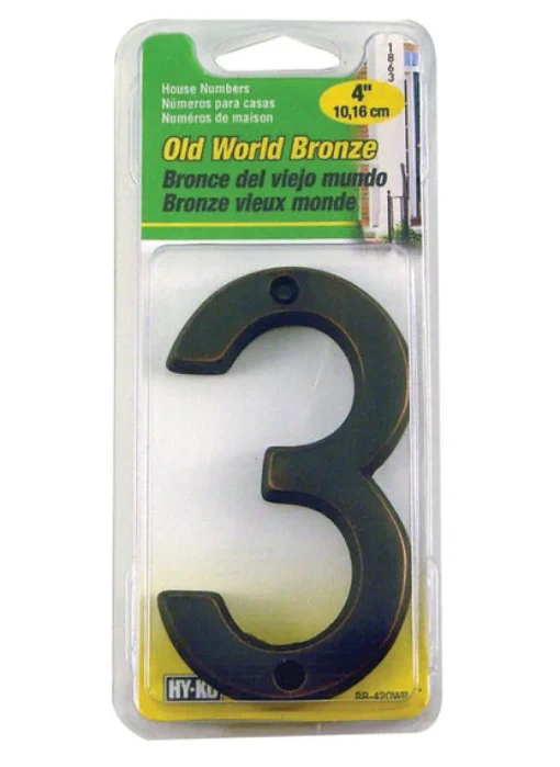 Hy-Ko 4 in. Bronze Metal Number 3 1 pc. Nail-On (Pack of 3)