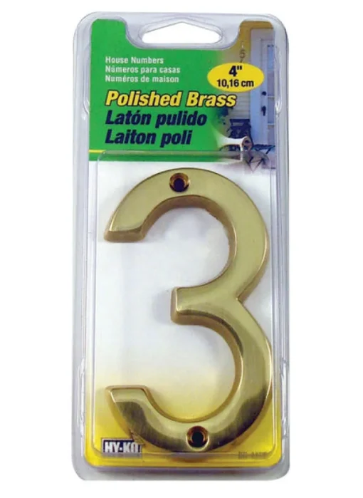 Hy-Ko 4 in. Gold Brass Nail-On Number 1 pc. 3 (Pack of 3)