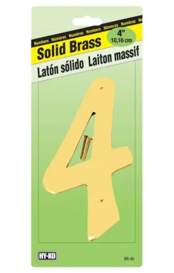 Hy-Ko 4 in. Gold Brass Nail-On 4 1 pc. Number (Pack of 10)