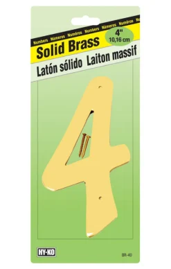 Hy-Ko 4 in. Gold Brass Nail-On 4 1 pc. Number (Pack of 10)