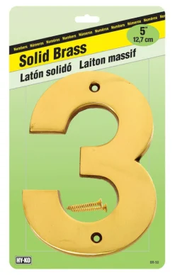 Hy-Ko 5 in. Gold Brass Screw-On Number 3 1 pc
