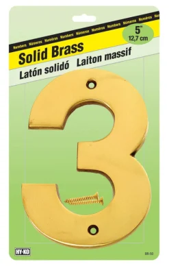 Hy-Ko 5 in. Gold Brass Screw-On Number 3 1 pc