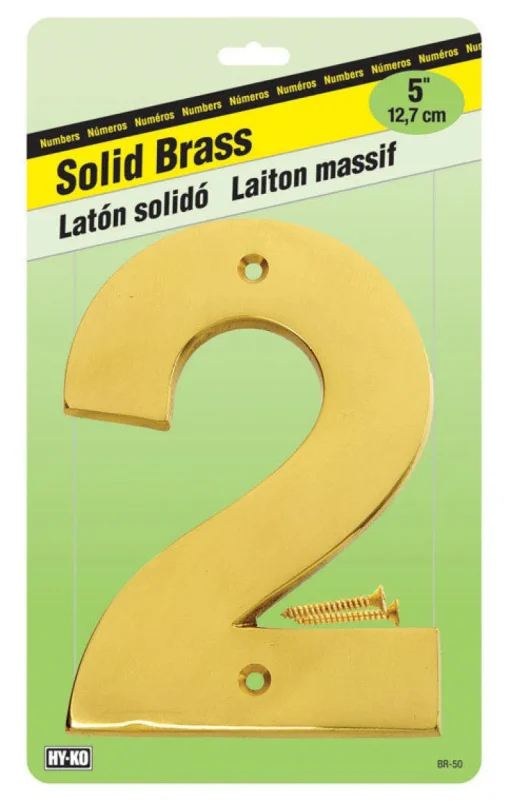 Hy-Ko 5 in. Gold Brass Screw-On Number 2 1 pc