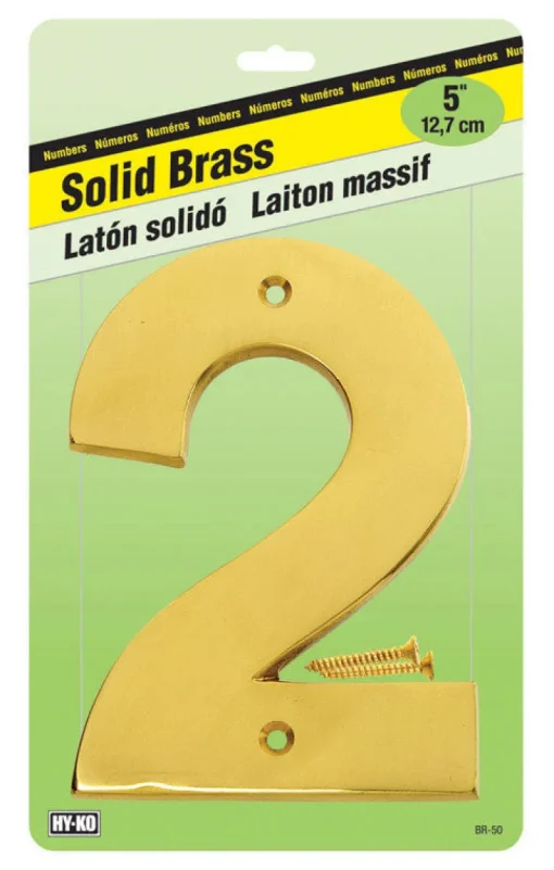 Hy-Ko 5 in. Gold Brass Screw-On Number 2 1 pc