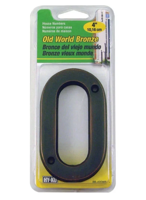 Hy-Ko 4 in. Metal Bronze 0 Number Nail-On (Pack of 3)