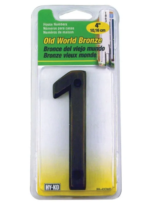 Hy-Ko 4 in. Metal Bronze 1 Number Nail-On (Pack of 3)