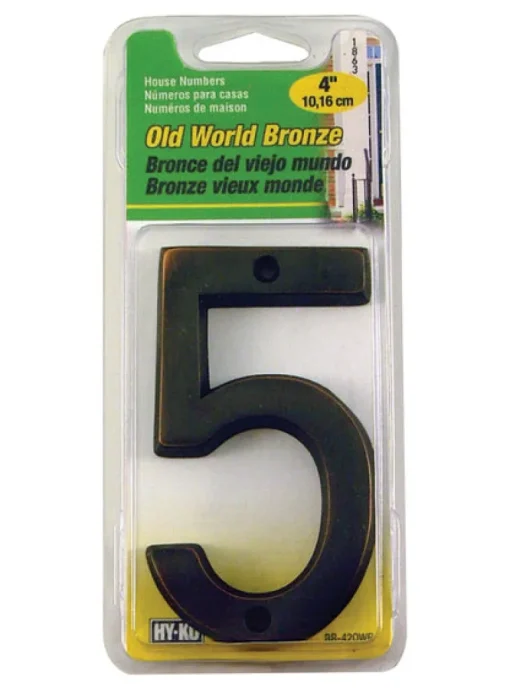 Hy-Ko 4 in. Metal Bronze 5 Number Nail-On (Pack of 3)