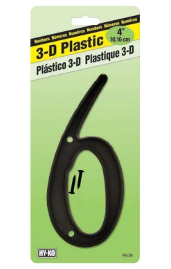 Hy-Ko 4 in. Plastic Black 6 Number Nail-On