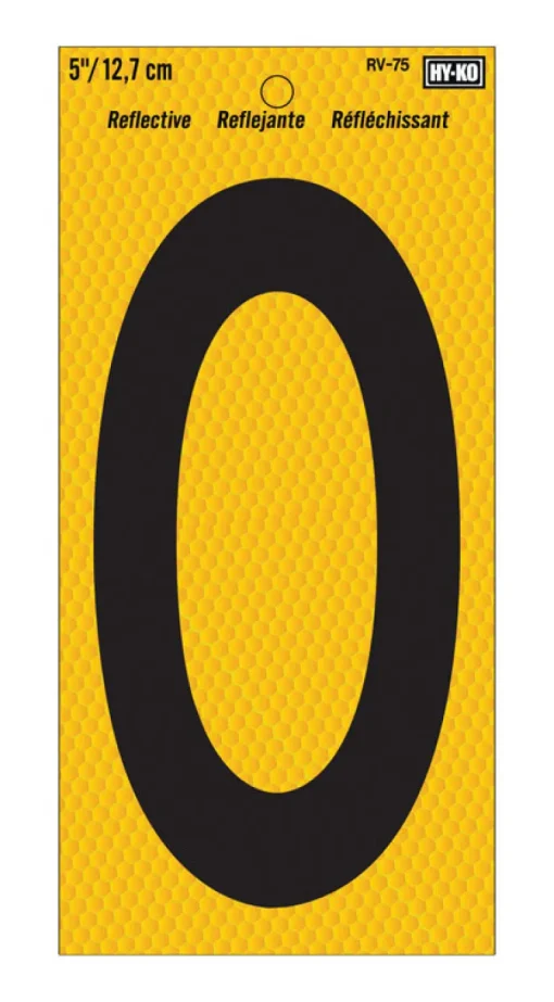 Hy-Ko 5 in. Reflective Vinyl Black 3 Number Self-Adhesive