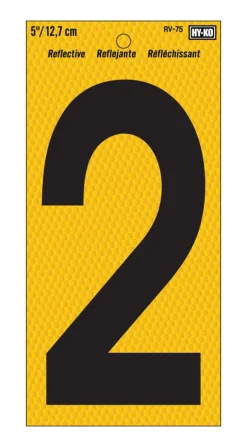 Hy-Ko 5 in. Reflective Vinyl Black 2 Number Self-Adhesive