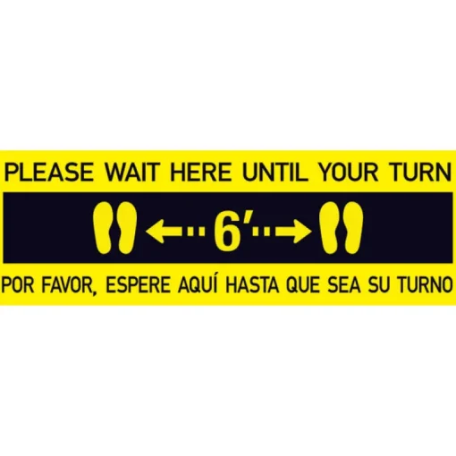 Hy-Ko English Yellow Social Distancing Decal 6 in. H x 18 in. W