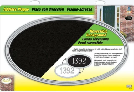 Hy-Ko Gloss Black Plastic Oval Address Plate (Pack of 3)