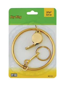 Hy-Ko Jailer Key Ring W/Whistle Split 3-1/2" Dia. Brass Plated Carded (Pack of 5)