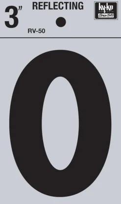 Hy-Ko Rv-50/O 3 Black Vinyl Self-Stick Reflective Letter O (Pack of 10)