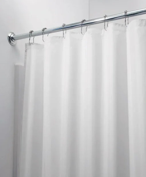 iDesign 72 in. H X 72 in. W White Solid Shower Curtain Liner Polyester