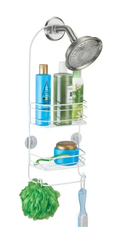 iDesign 21 in. H X 4 in. W X 8-3/4 in. L Matte White Shower Caddy