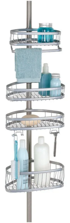 iDesign 23 in. H X 11 in. W X 7 in. L Satin Silver Tension Shower Caddy