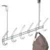 iDesign 18-1/2 in. L Chrome Silver Steel Large Classico Over the Door 6-Hook Rack 1 pk