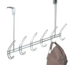 iDesign 18-1/2 in. L Chrome Silver Steel Large Classico Over the Door 6-Hook Rack 1 pk