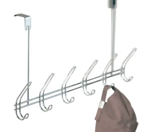 iDesign 18-1/2 in. L Chrome Silver Steel Large Classico Over the Door 6-Hook Rack 1 pk