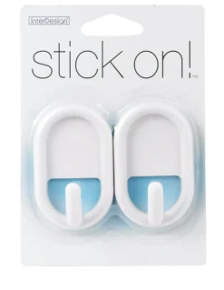 iDesign 3/4 in. L White Plastic Small Stick On Hook 0.2 lb. cap. 2 pk