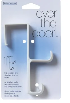 iDesign 5-1/2 in. L White Plastic Medium Over-the-Door Double Hook 1 pk