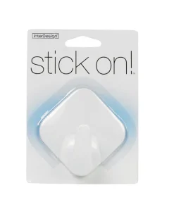 iDesign 1-9/16 in. L White Plastic Small stick on! Diamond Hook 1 pk